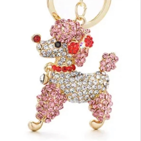 Rhinestone Poodle Puppy Bag Charm/Keychain - Picture 8 of 10